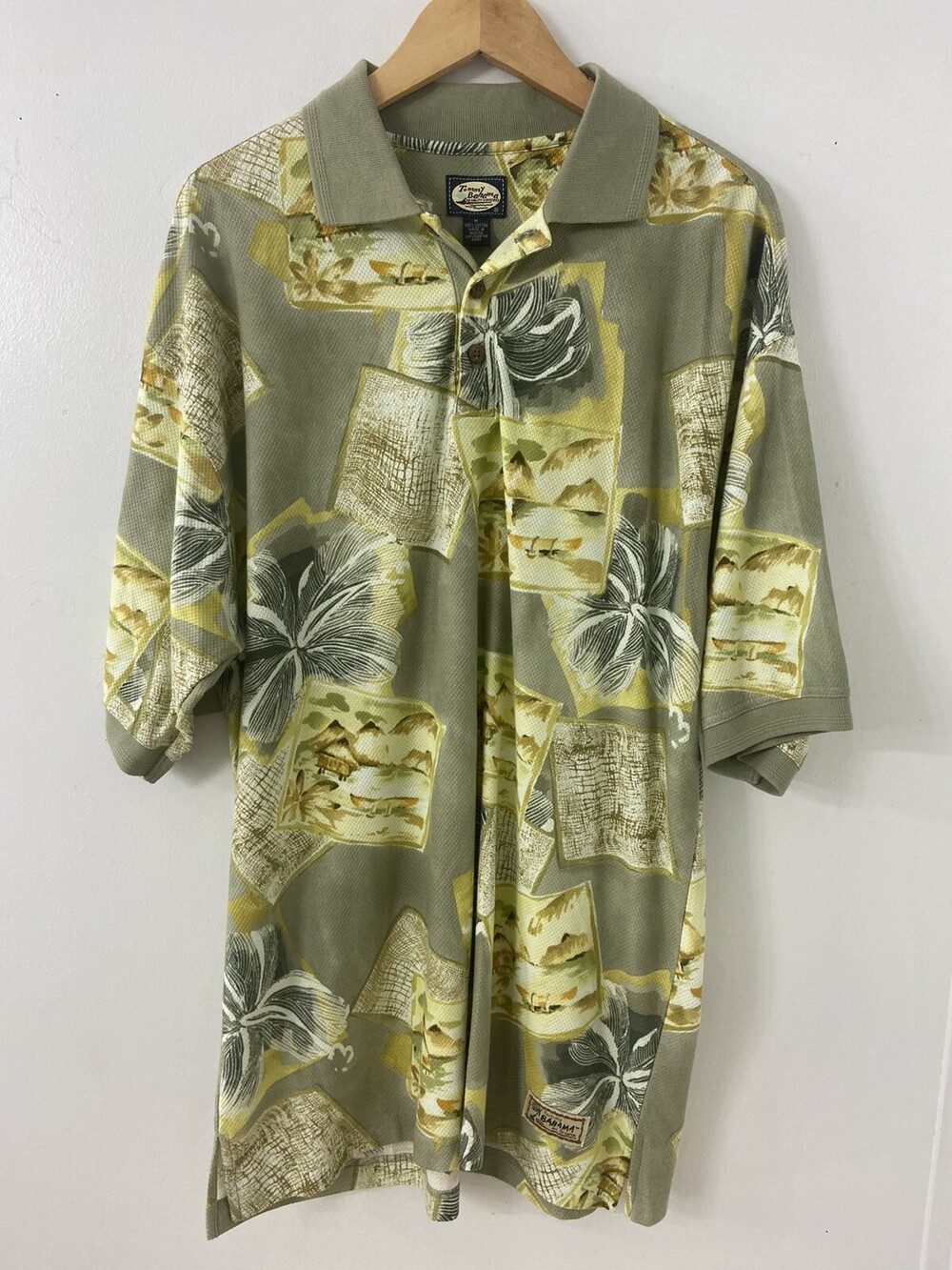 Tommy Bahama Casual Relax Hawaiian Pullover Polo Men's  Green/Yellow Size M